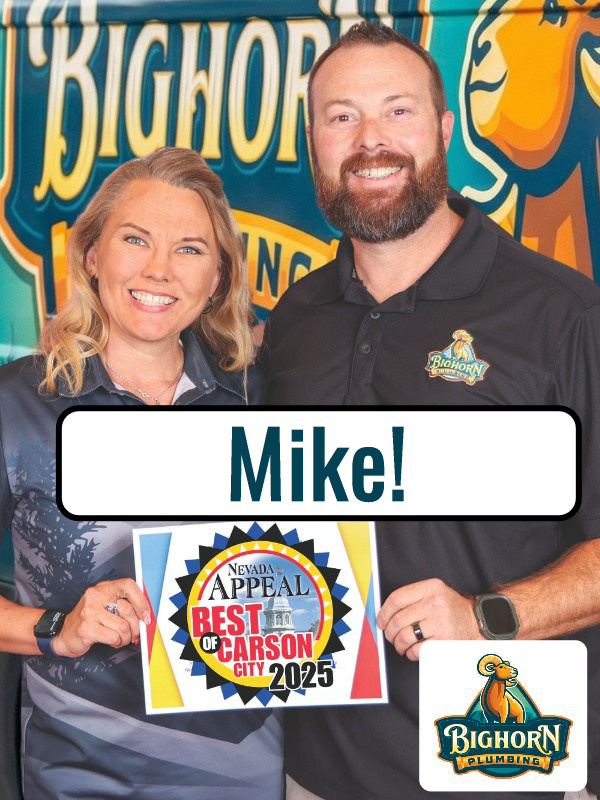 Bighorn Plumbing owners with the customer name Mike printed on their campaign photo